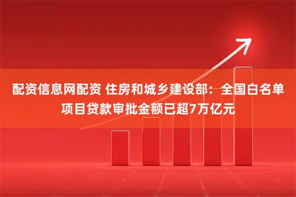 配资信息网配资 住房和城乡建设部：全国白名单项目贷款审批金额已超7万亿元