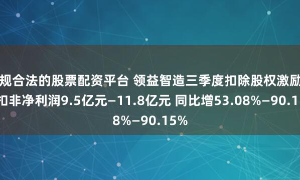 正规合法的股票配资平台 领益智造三季度扣除股权激励归母扣非净利润9.5亿元—11.8亿元 同比增53.08%—90.15%