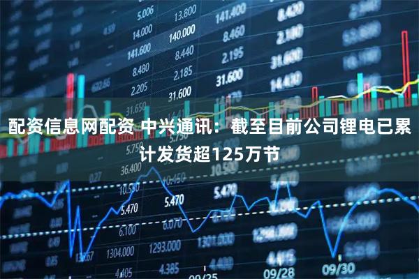 配资信息网配资 中兴通讯：截至目前公司锂电已累计发货超125万节
